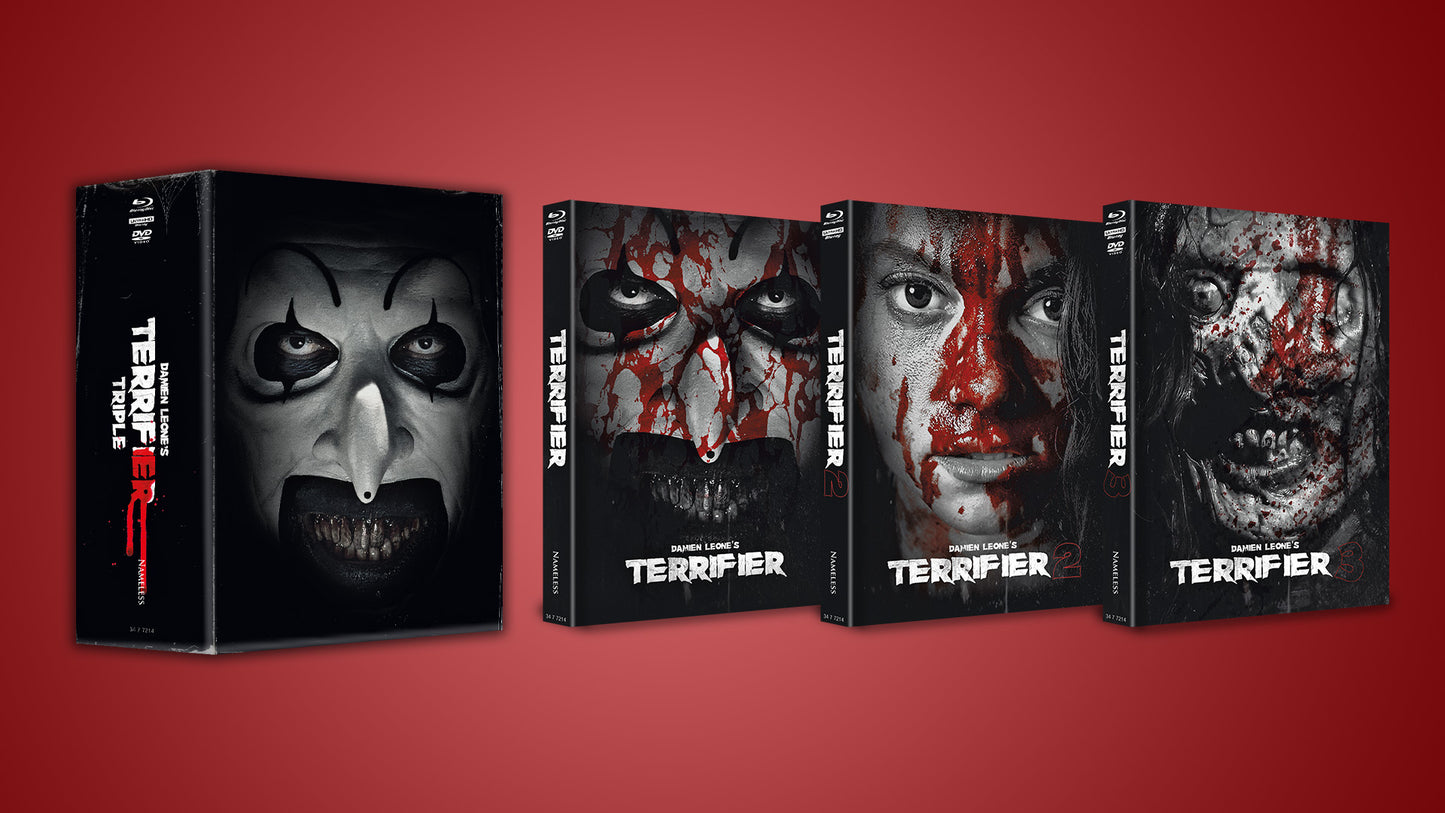 TERRIFIER 1-3 SCHUBER EDITION - 3 MEDIABOOKS - UHD/BD/DVD