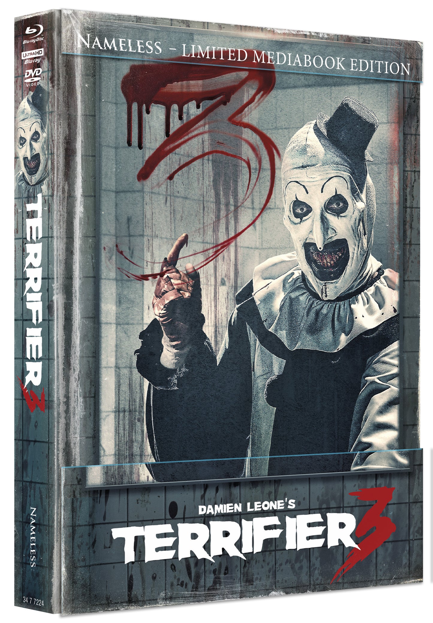 TERRIFIER 3 - MEDIABOOK - COVER E - SPIEGEL WATTIERT - 3 DISC EDITION UHD/BD/DVD INKL. KOTZTÜTE & POSTER 1A