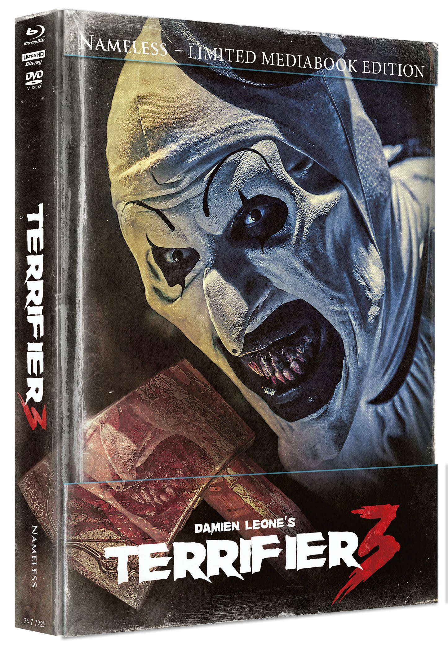 TERRIFIER 3 - MEDIABOOK - COVER G - CLOWN WATTIERT - 3 DISC EDITION UHD/BD/DVD INKL. KOTZTÜTE & POSTER 1A
