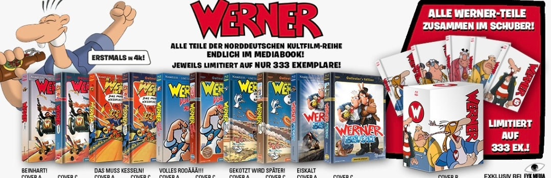 WERNER - KOMPLETT FULLSET - COVER A&C - 10 MEDIABOOKS INKL. SCHUBER EDITION 5 MEDIABOOKS