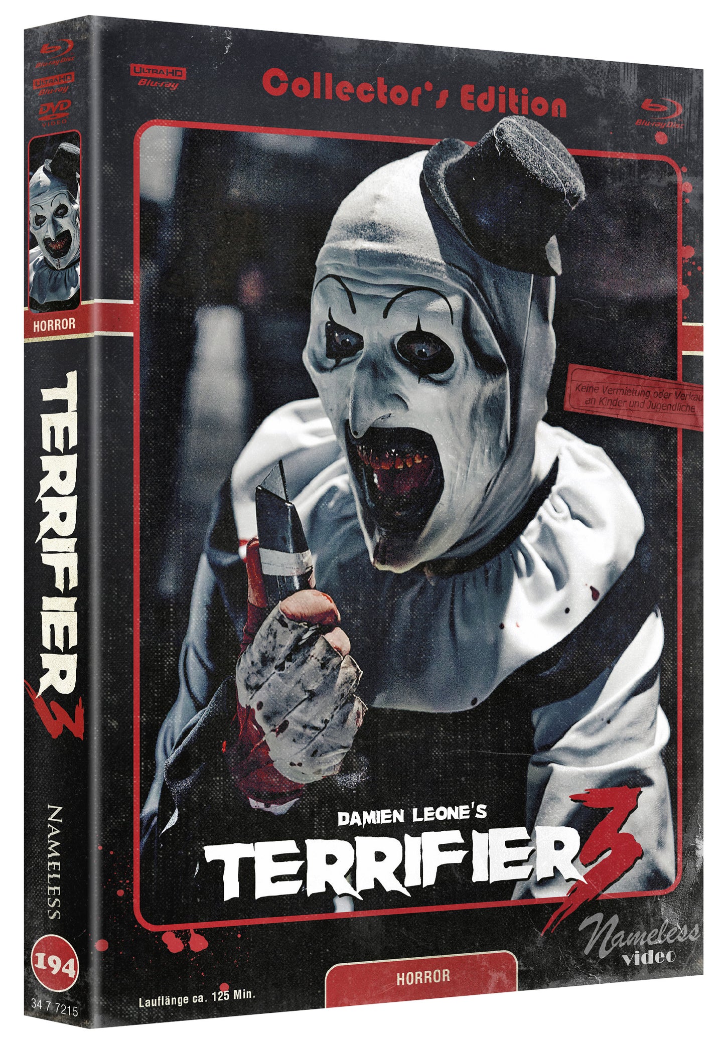 TERRIFIER 3 - MEDIABOOK - COVER C - RETRO - 3 DISC EDITION UHD/BD/DVD INKL. KOTZTÜTE & POSTER 1A