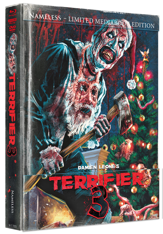 TERRIFIER 3 - MEDIABOOK - COVER D- TANNENBAUM WATTIERT  - 3 DISC EDITION UHD/BD/DVD INKL. KOTZTÜTE & POSTER 1A