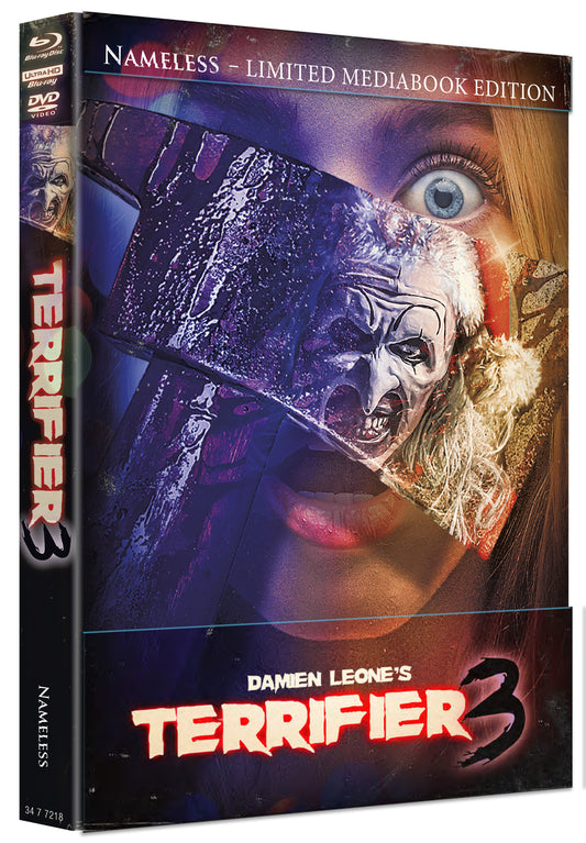 TERRIFIER 3 - MEDIABOOK - COVER F - BEIL  - 3 DISC EDITION UHD/BD/DVD INKL. KOTZTÜTE & POSTER 1A