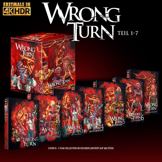 WRONG TURN  SCHUBER EDITION - COVER A - 7 MEDIABOOKS  TEIL 1 - 7 - BD/4K-UHD